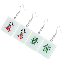 4Paare Mehrfarbige Mahjong Ohrringe Damen Leicht Trendiger Ohrschmuck