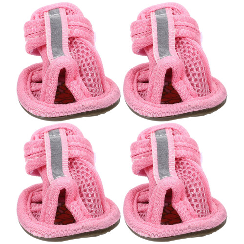 Summer Design Dog Boots Pink 4pcs