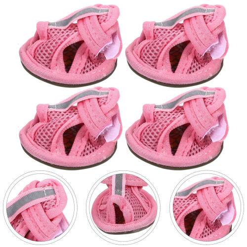 Summer Design Dog Boots Pink 4pcs 1