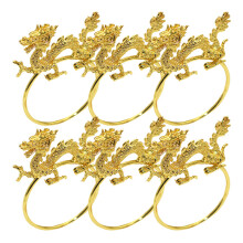 6 Pcs Chinese Dragon Napkin Ring Holders For Cloth Napkins