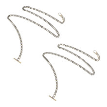 Chic Golden Iron Pocket Watch Chain For Casual Dressing 2pcs