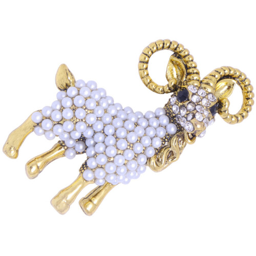 Sheep Brooch Multi Alloy Rhinestone Decor Pin 2