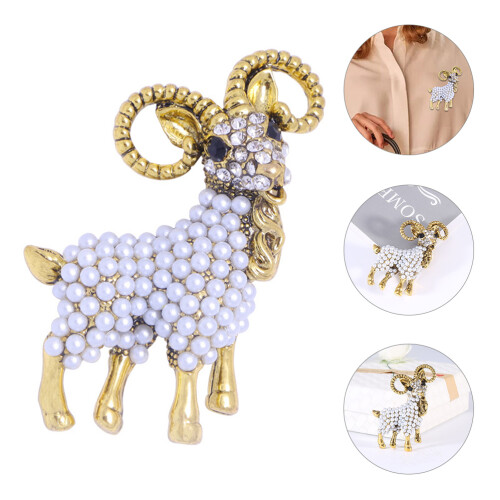Sheep Brooch Multi Alloy Rhinestone Decor Pin 1