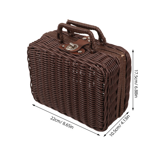 Woven Suitcase Box Coffee Pp 1pcs Picnic Basket 1