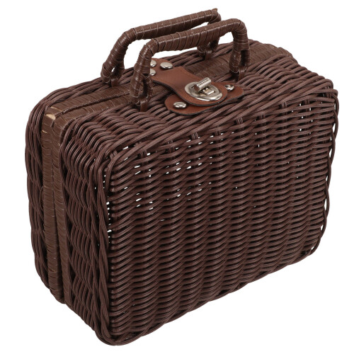 Woven Suitcase Box Coffee Pp 1pcs Picnic Basket 2