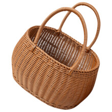 Portable Picnic Basket Woven Fruit Basket Light Brown 1set