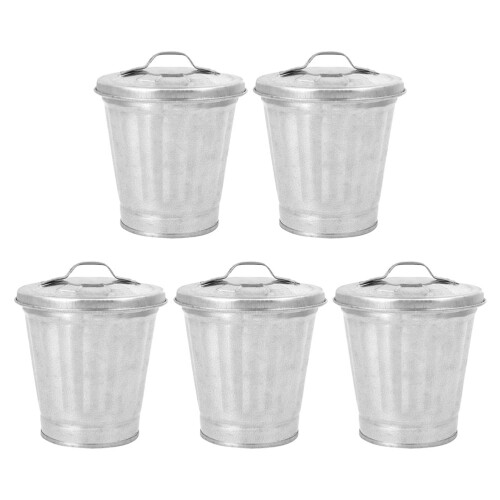 5 Pcs Flowerpot Mini Bucket Office Galvanized Iron