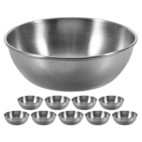 Stainless Steel Dipping Bowls Silver For Kitchen 10pcs