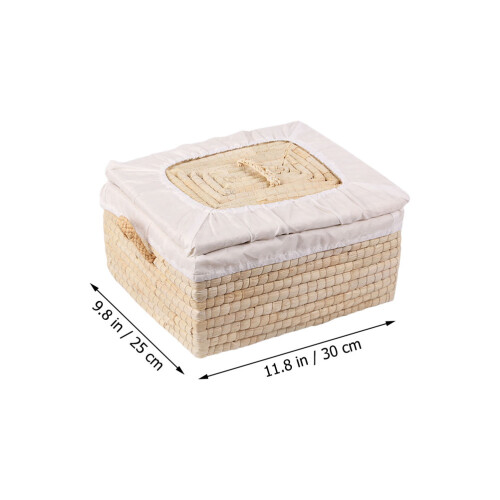 Beige Bread Basket Hand-Woven For Home Storage 1pc 1