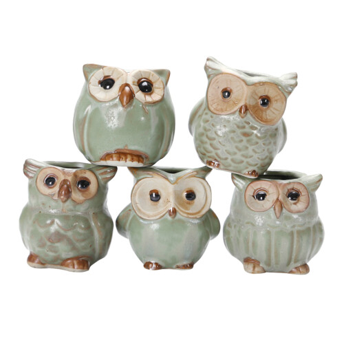 5 Pcs Owl Succulent Ornaments Unique Small Pot Mini Ceramic Pots