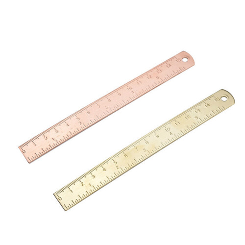 2pcs Brass Ruler School Ruler Double Scale Straight Ruler