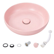(Pink) 40cm Round Ceramic Countertop Washbasin Vessel Sink