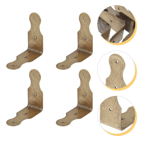 4 Pcs Retro Corner Protectors 铜配件装饰 Tools Box Vintage Style 1