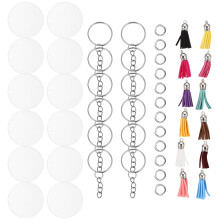 12Sets DIY Sleutelhanger Kit Acryl En Rvs Met Modieuze Kwastjes