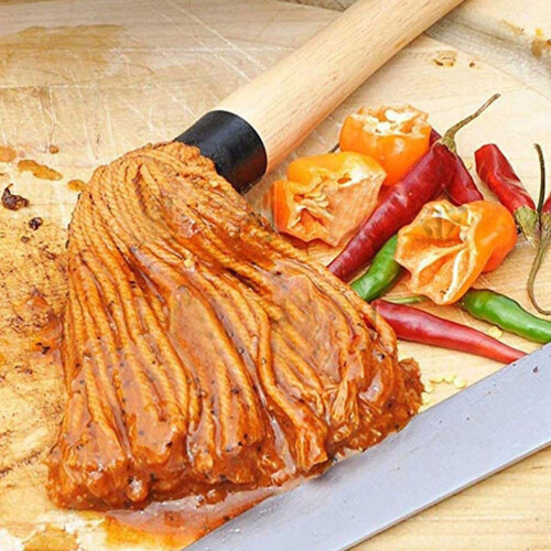Barbecue Grill Accessory Long Handle Round Brush Head 2pcs 2