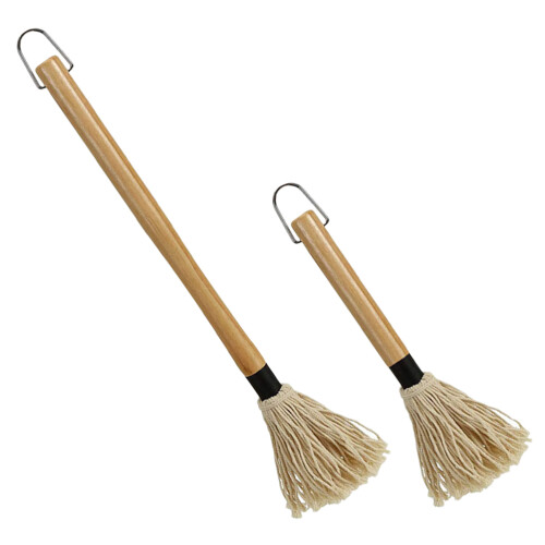 Barbecue Grill Accessory Long Handle Round Brush Head 2pcs 1