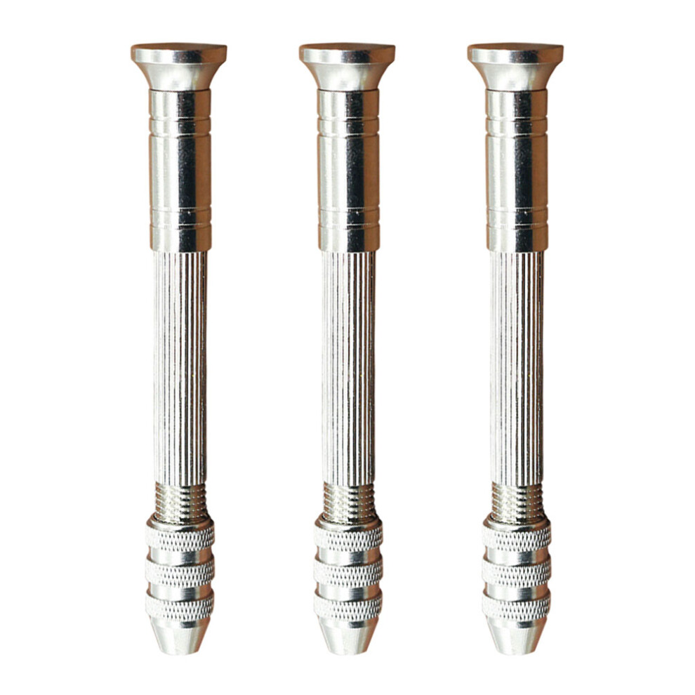 3 Pcs Rotary Drill Tool Diy Manual Punching Hand Work Silver 3164262431846