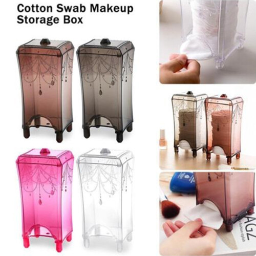 Cosmetic Cotton Storage Box Transparent Pink Container 1
