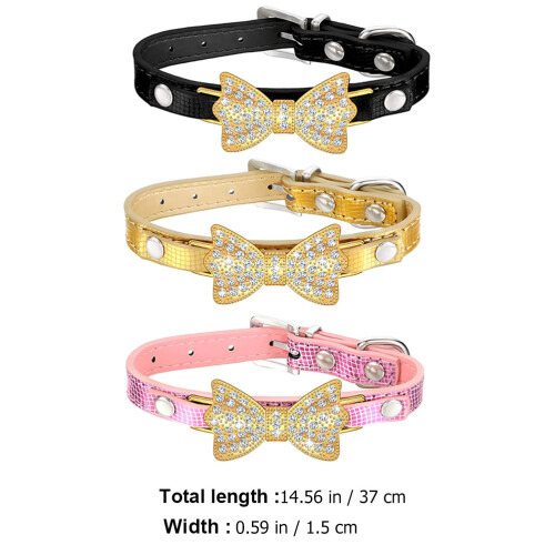 Mlins  3 Pcs Kit Chain Dog Collar Durable Pet Rhinestone 1