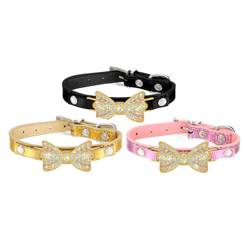 Mlins  3 Pcs Kit Chain Dog Collar Durable Pet Rhinestone