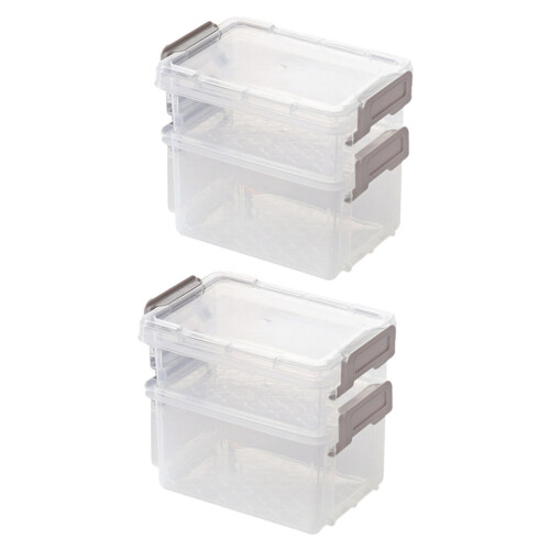 4 Pcs Decorative Storage Boxes With Lids Plastic Clear Stackable 2