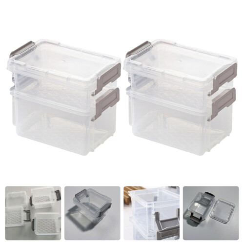4 Pcs Decorative Storage Boxes With Lids Plastic Clear Stackable 1