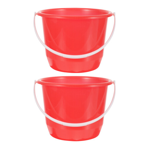 Raindrops Small Buckets Water Bucket Red Plastic 2pcs