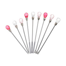 9 Pcs/Set Color Stick Glitter Powder Ear Spoon Nail Art Stirring Rod