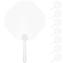 8pcs Transparent Blank Fans For Diy Use Hard Pvc Material White Color