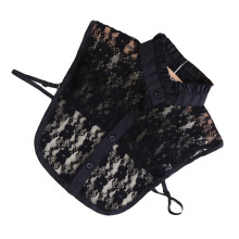 Women Girls Floral Lace Detachable Collar Half Shirt (Black)