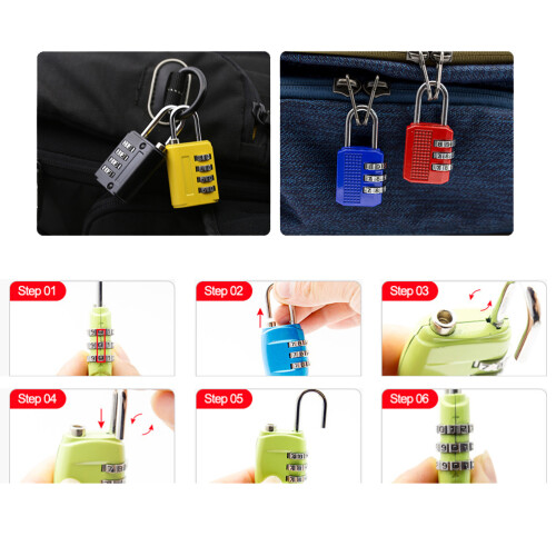 5pcs Assorted Color Dial Luggage Padlock Combination Lock For Travel 2