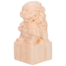 Solid Wood Lion Head Pillar Decor Wood Post Accessories Beige