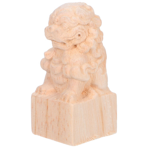 Solid Wood Lion Head Pillar Decor Wood Post Accessories Beige