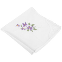 Ladies Purple Cotton Handkerchiefs Lace Floral for Wedding Decor
