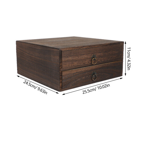 Compact Wooden Organizer Box Brown For Practical Home Storage 1