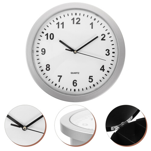 Stash Wall Clock Clock Safe Secret Jewelry Compartment Silver 2