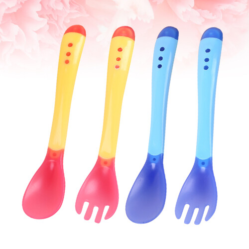 Mlins  4 Pcs Baby Silicone Cutlery Feeding Spoon Covered 1