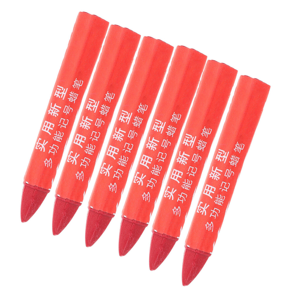 6 Pcs Tire Chalk Marking Crayon Wax Crayons Glue Markers Red 3171083335666