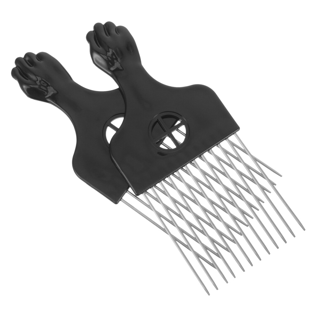 Artibetter Unisex 2Pcs Teasing Comb Steel Needle Afro For Salon Use Curly Hair
