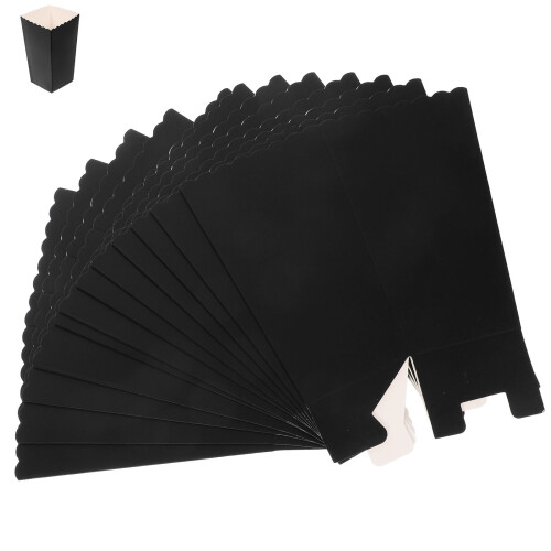 Rectangular Popcorn Boxes Black Paper 48pcs 4.52x3.73x3.73in