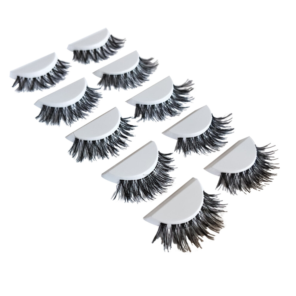 Iplusmile Black 5Pairs Natural Fake Eyelashes Dense Cross Lashes Party Makeup