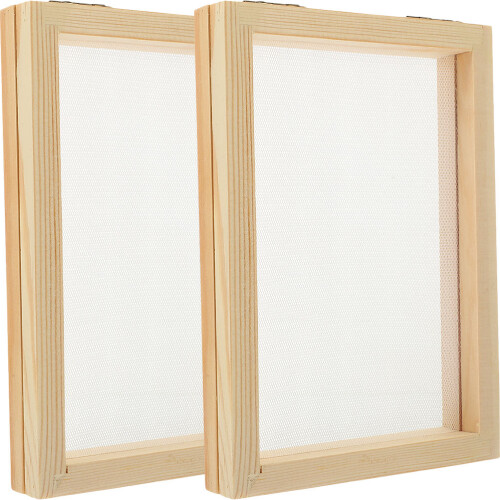 2pcs wooden paper making frame with screen for diy crafting