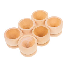 Worgeous  6 Pcs Egg Tray Wooden Easter Color Your Own Cup Child Khaki