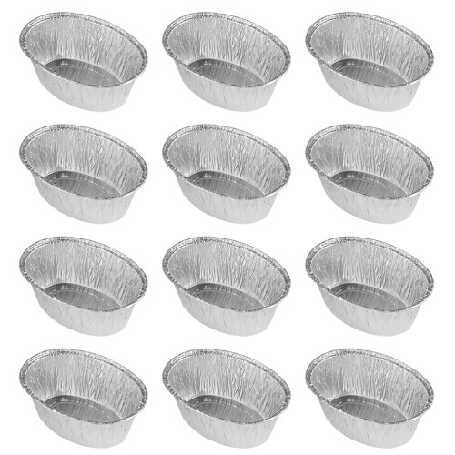 125Pcs Oval Tin Foil Bowls Disposable Bbq Baking Trays