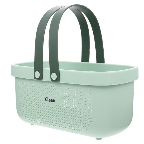 Raindrops Plastic Basket Washroom Storage Large Capacity Green 1pack 2