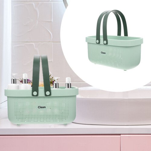 Raindrops Plastic Basket Washroom Storage Large Capacity Green 1pack 1