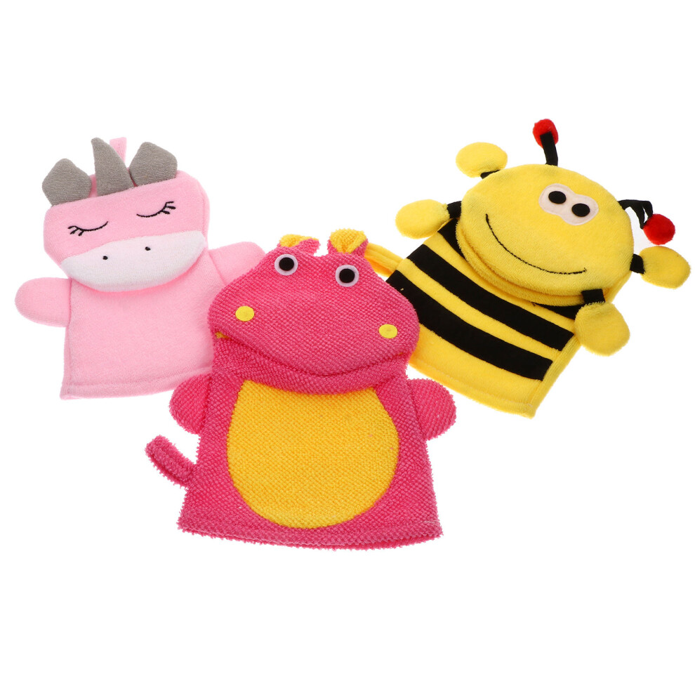 3 Pcs Kids Wash Mitts Shower Scrubber Baby Sponge For Bathing Newborn Ohphcall