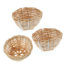 Handmade Hanging Bird Nest Bamboo Wood 3pcs