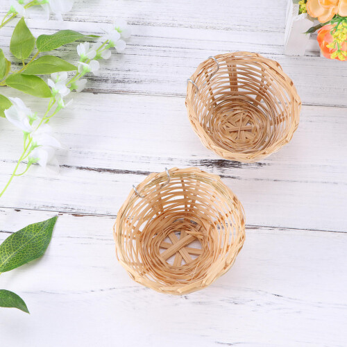 Handmade Hanging Bird Nest Bamboo Wood 3pcs 2