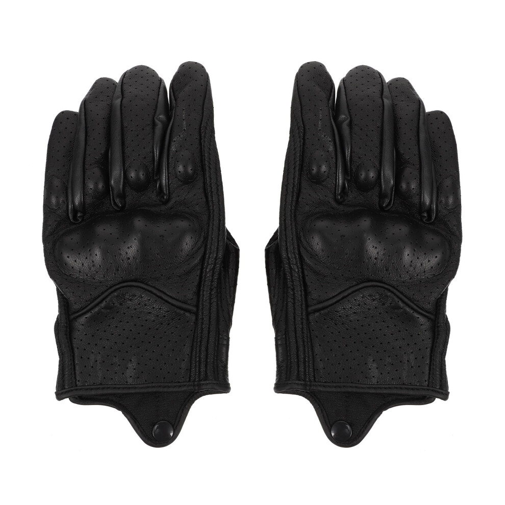 1Pair Perforated Leather Riding Gloves Windproof Outdoor Gloves Black 3171277169176